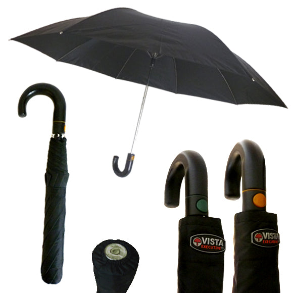 Vista 6028 Oversized Automatic Folding Umbrella in Black — front view