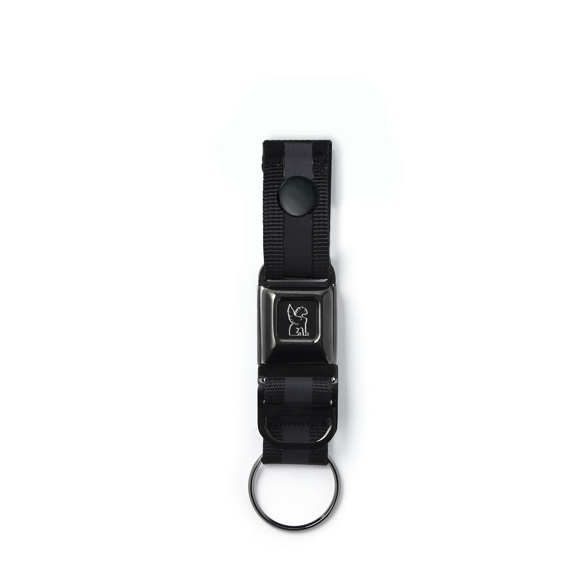 Chrome Industries Mini Buckle Keychain in Black Chrome — front view