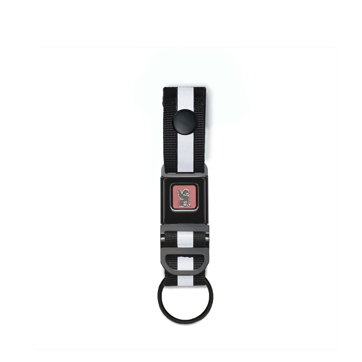 Chrome Industries Mini Buckle Keychain in Black — front view 2