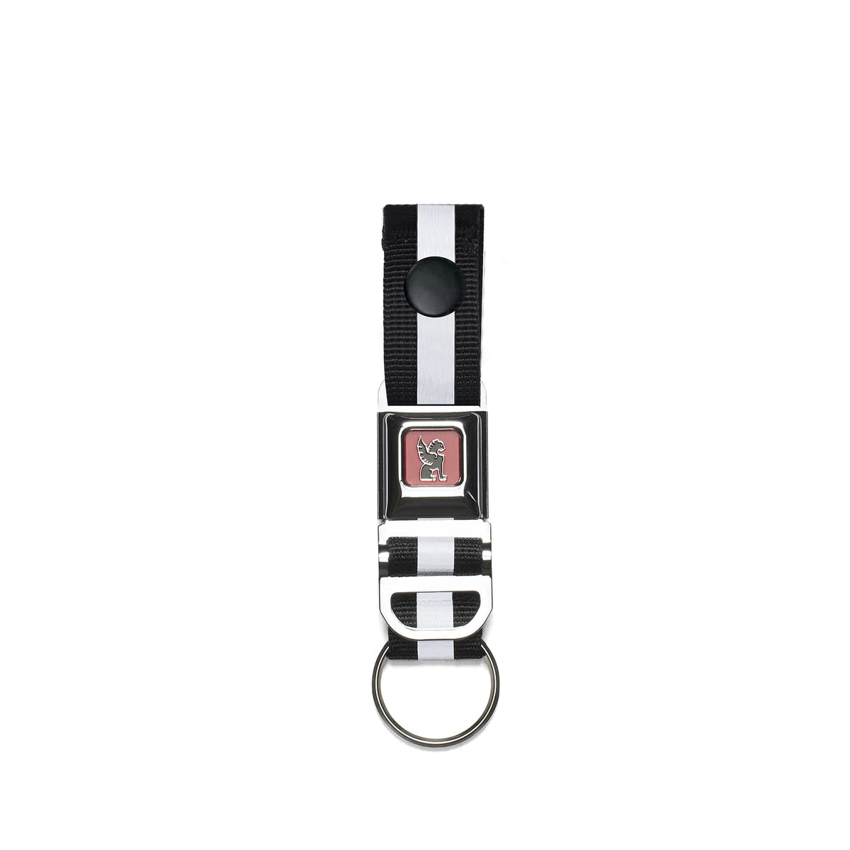 Chrome Industries Mini Buckle Keychain in Silver — front view 2