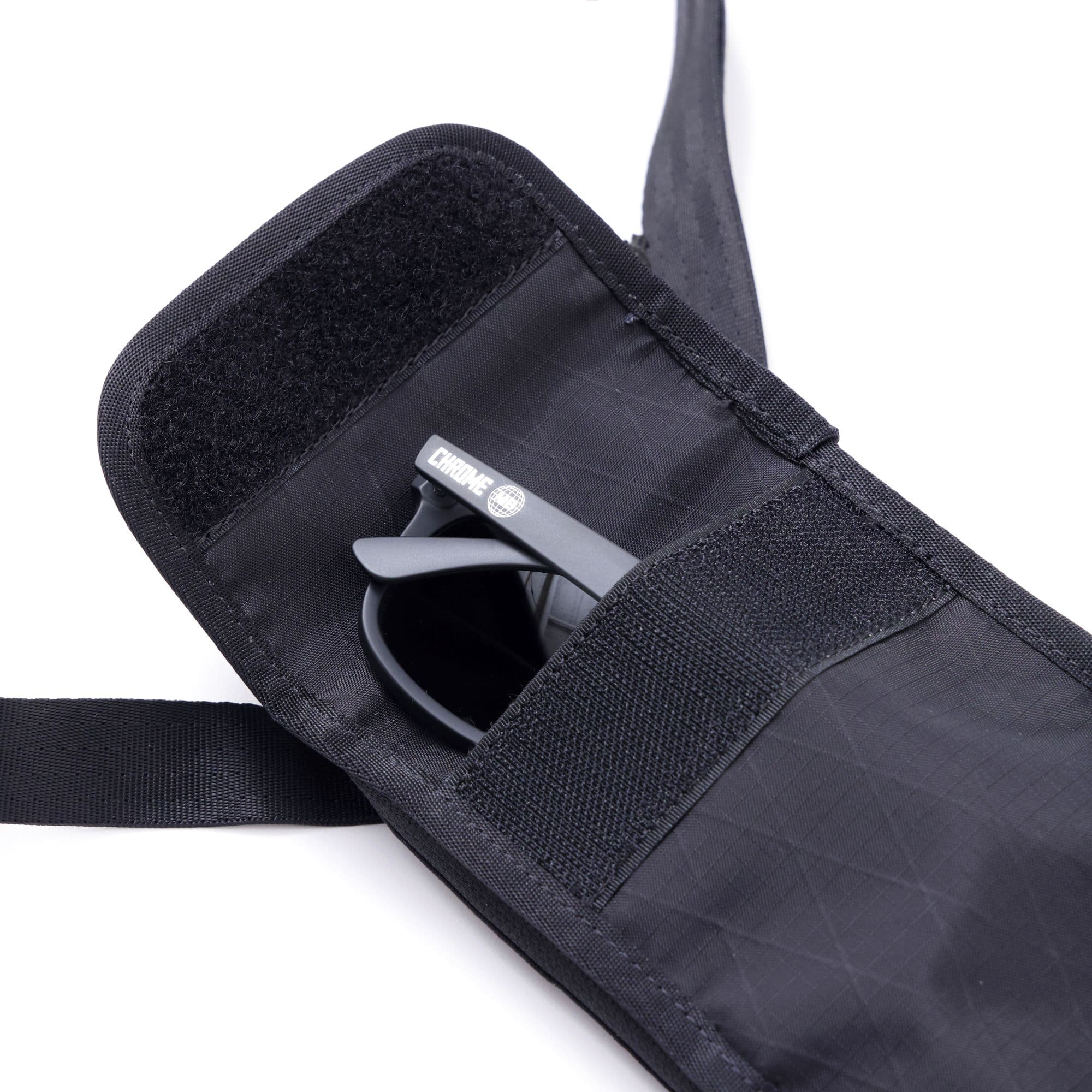 Chrome Industries Travel Tech Pouch in Black X — interior view