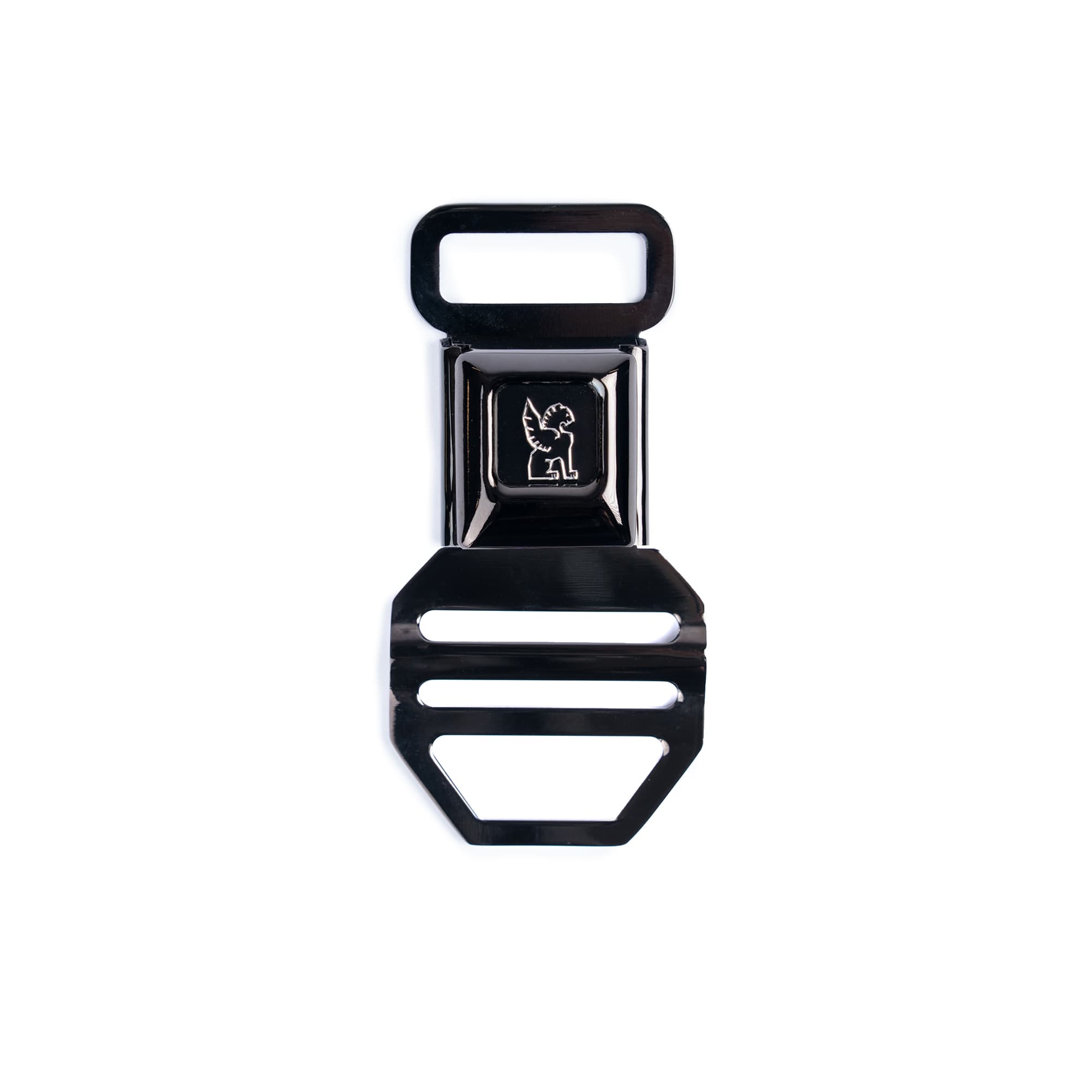 Chrome Industries Seatbelt Buckle Small (1") in Black Chrome — front view
