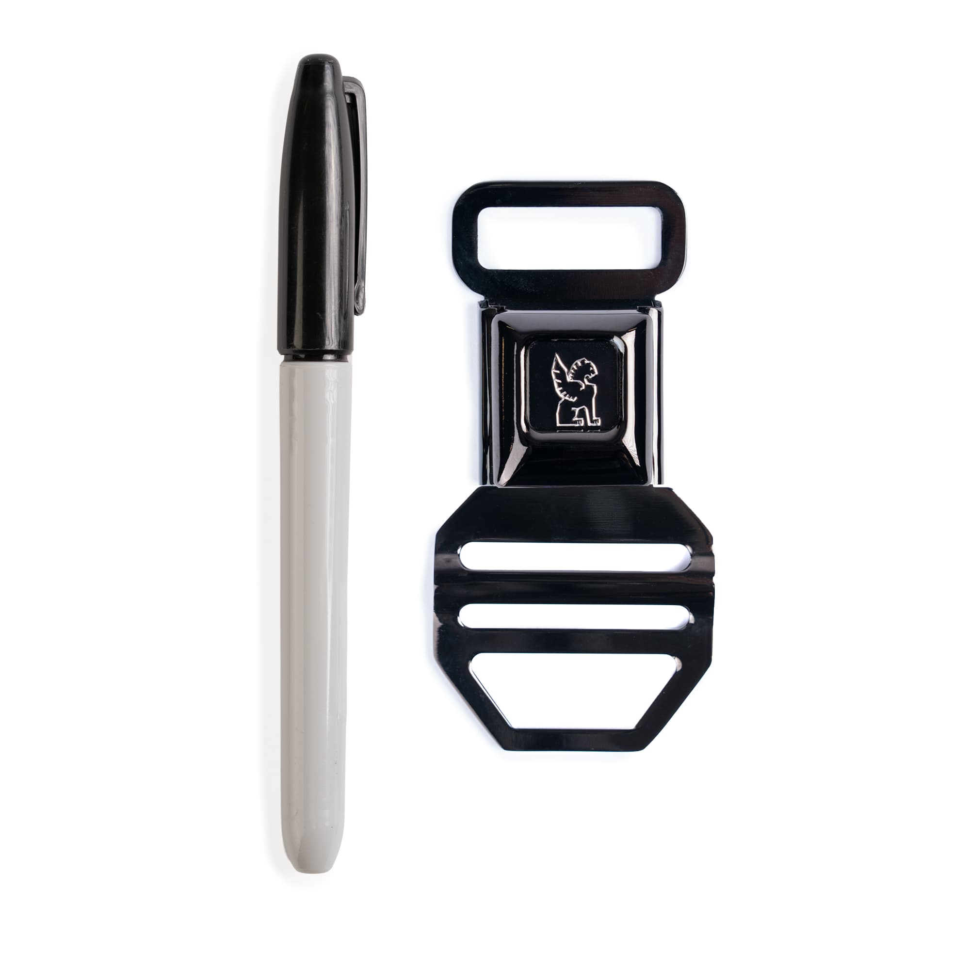 Chrome Industries Seatbelt Buckle Small (1") in Black Chrome — detail view