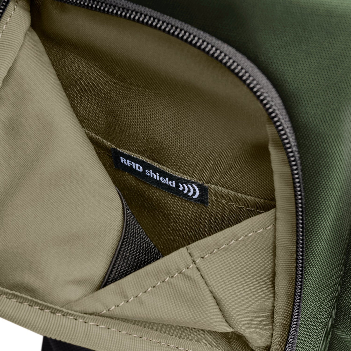 Briggs & Riley HTA Slim Expandable Backpack in Forest — detail view