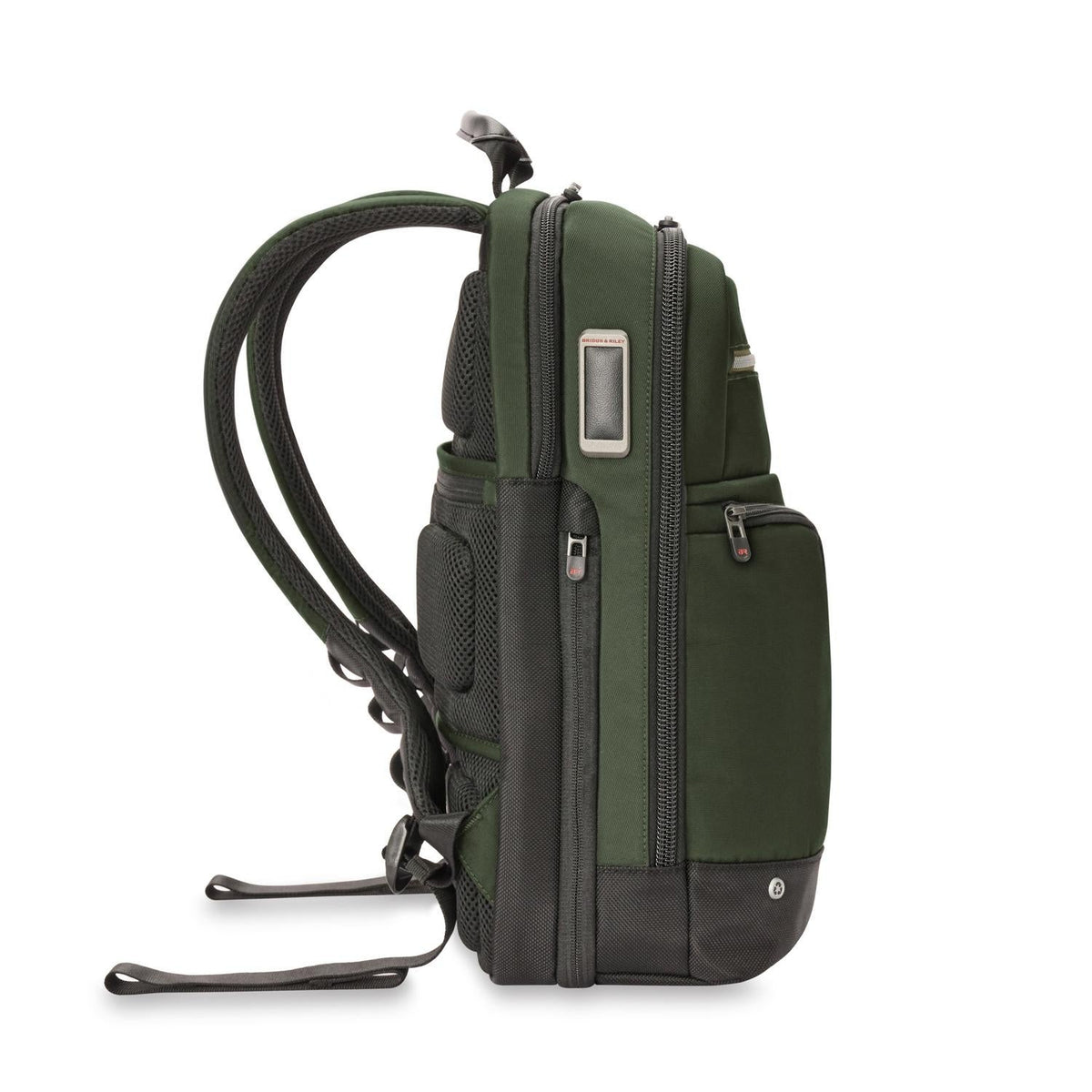 Briggs & Riley HTA Slim Expandable Backpack in Forest — side view