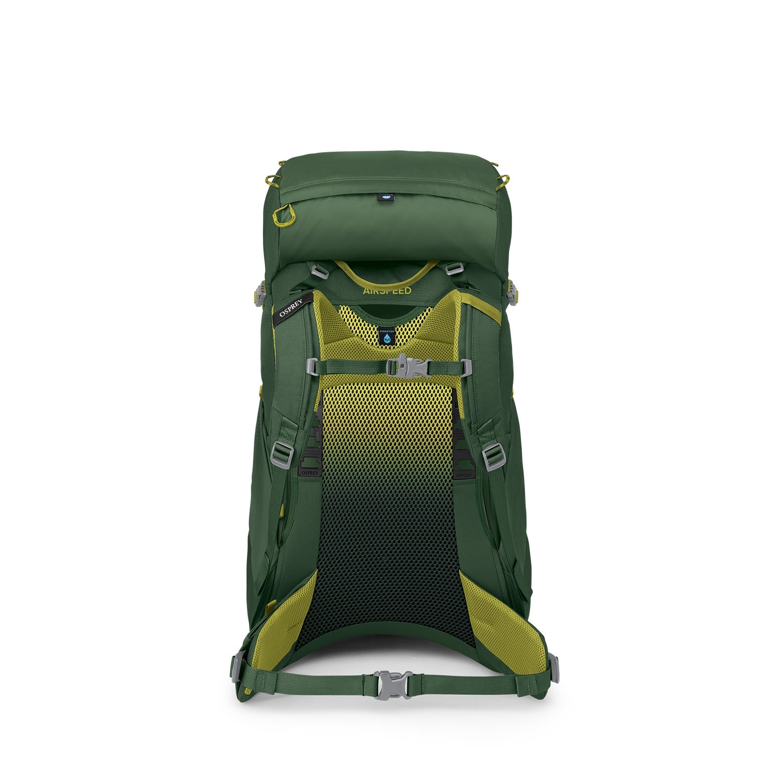Osprey Ace 38 Kids Hiking Backpack 38L in Green Canopy/Matcha Green — back view
