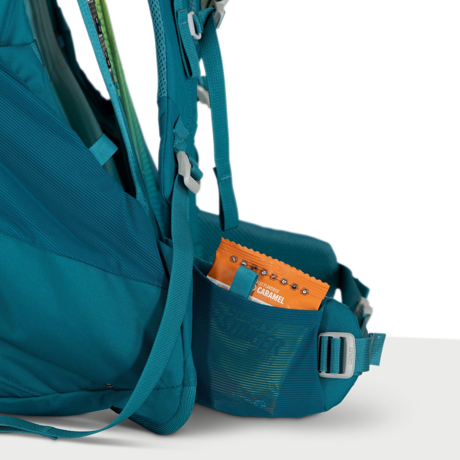 Osprey Ace 38 Kids Hiking Backpack 38L in Blue Spikemoss/Deep Peyto — detail view