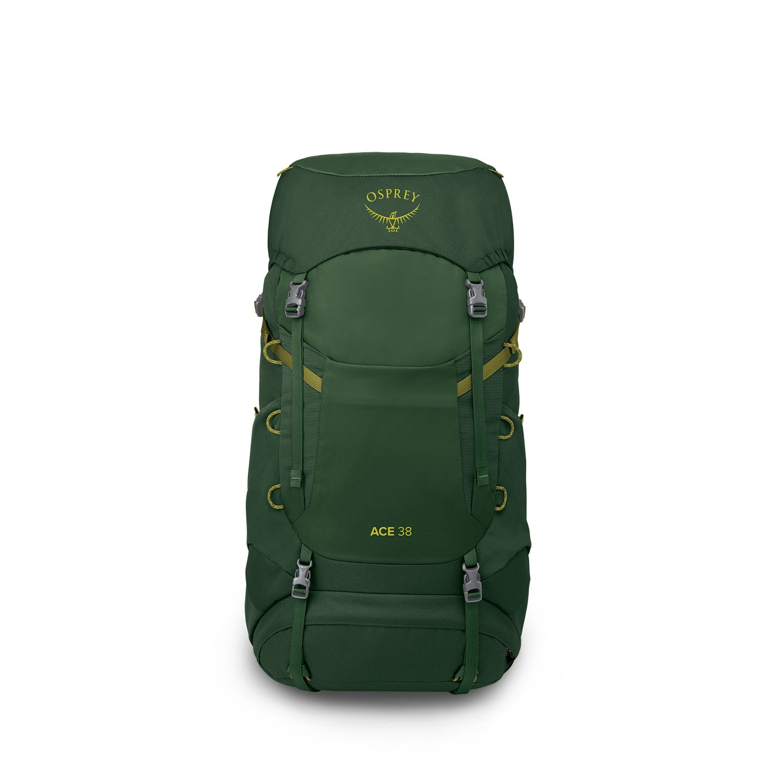 Osprey Ace 38 Kids Hiking Backpack 38L in Green Canopy/Matcha Green — angle view 2