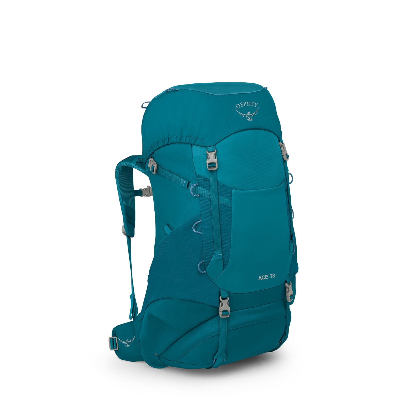 Osprey Ace 38 Kids Hiking Backpack 38L in Blue Spikemoss/Deep Peyto — front view