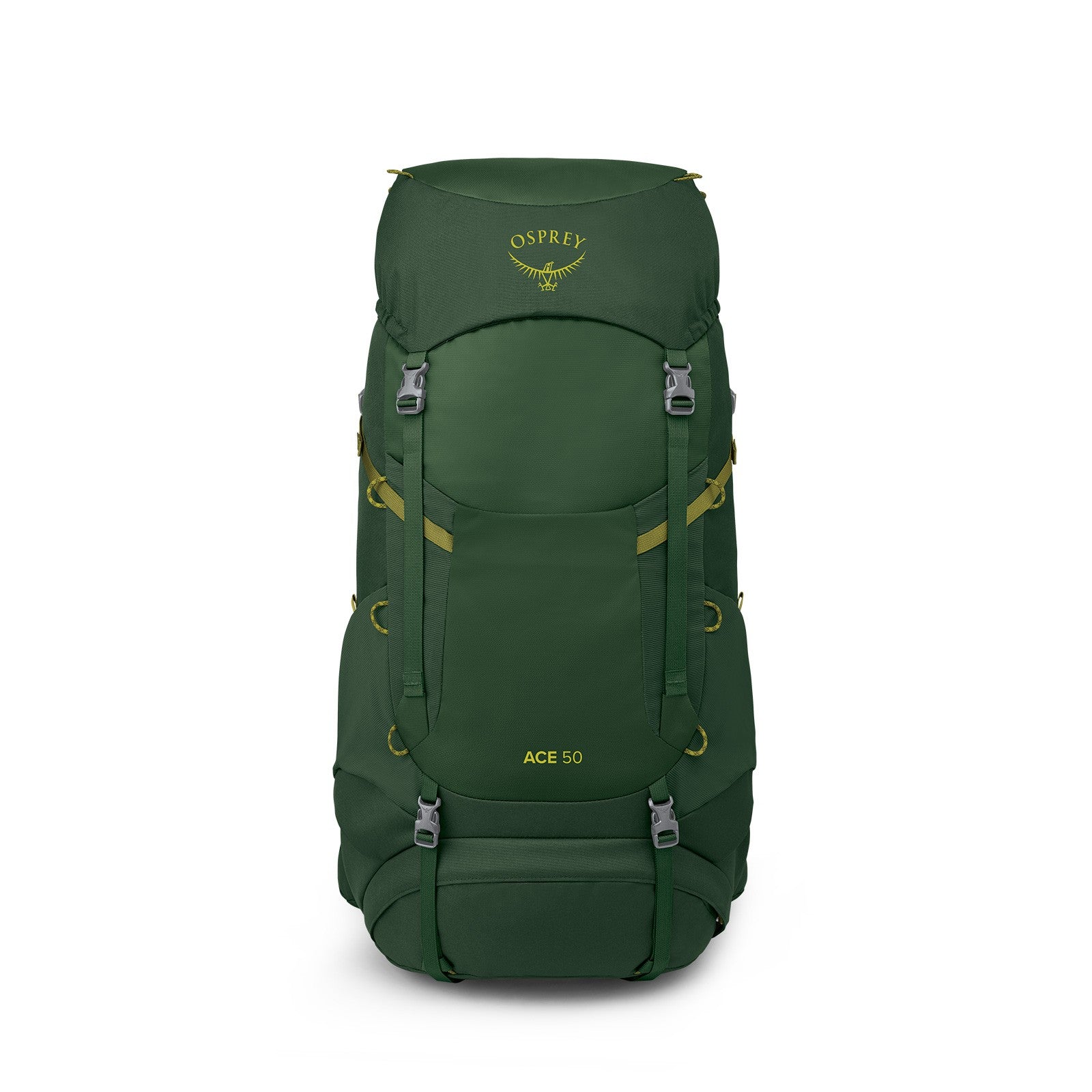 Osprey Ace 50 Kids Hiking Backpack 50L in Green Canopy/Matcha Green — angle view 2
