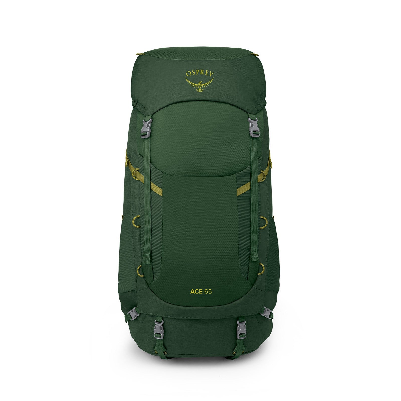 Osprey Ace 65 Kids Hiking Backpack 65L in Green Canopy/Matcha Green — angle view 2