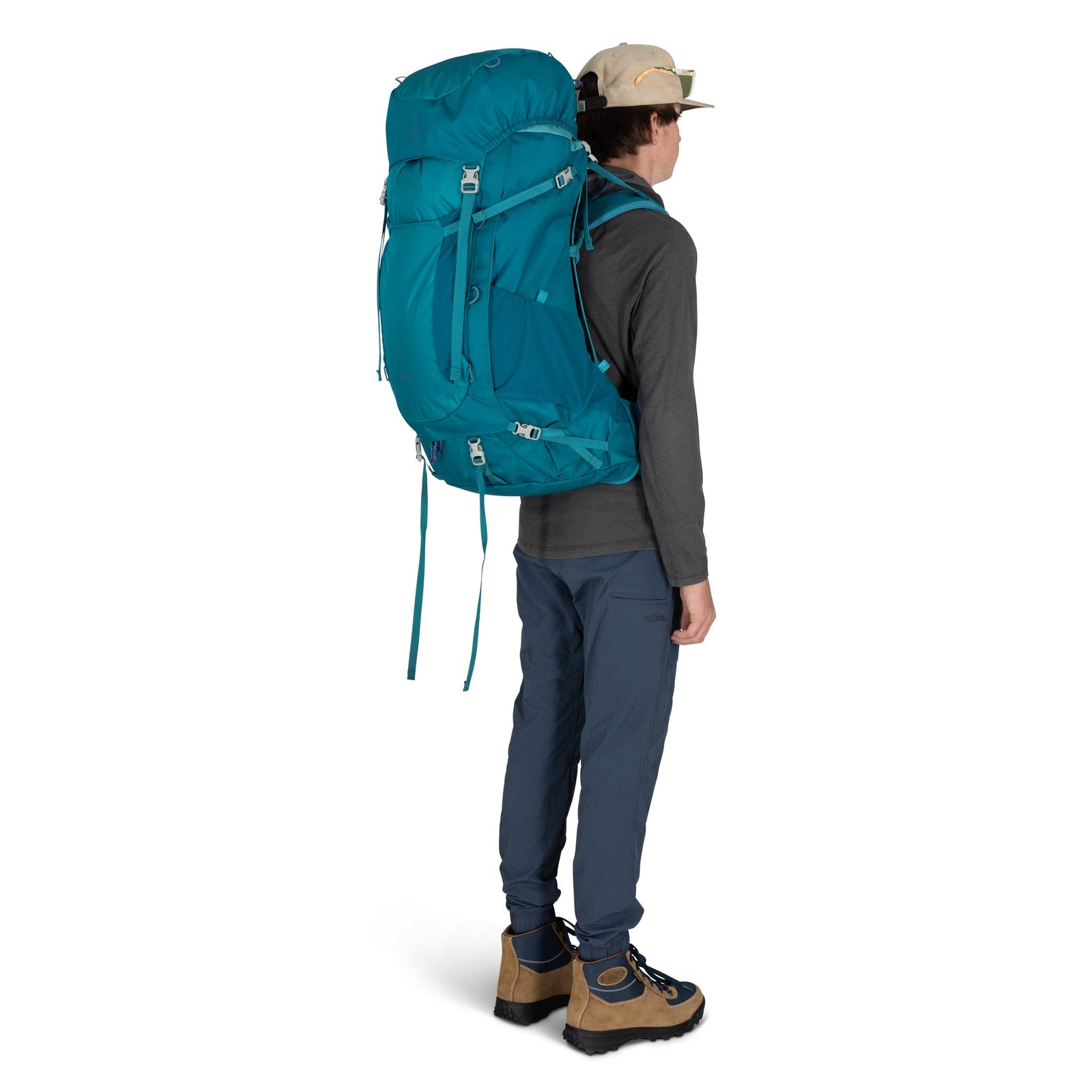 Osprey Ace 65 Kids Hiking Backpack 65L in Blue Spikemoss/Deep Peyto — lifestyle 2