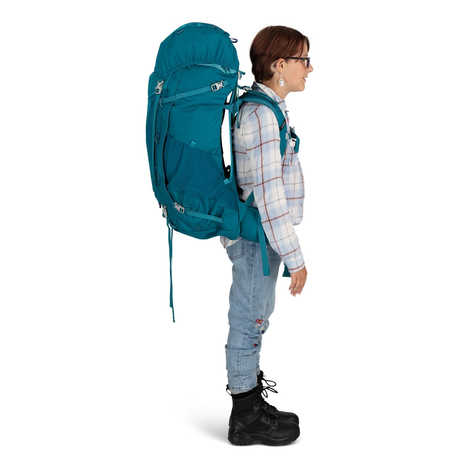 Osprey Ace 65 Kids Hiking Backpack 65L in Blue Spikemoss/Deep Peyto — lifestyle 4