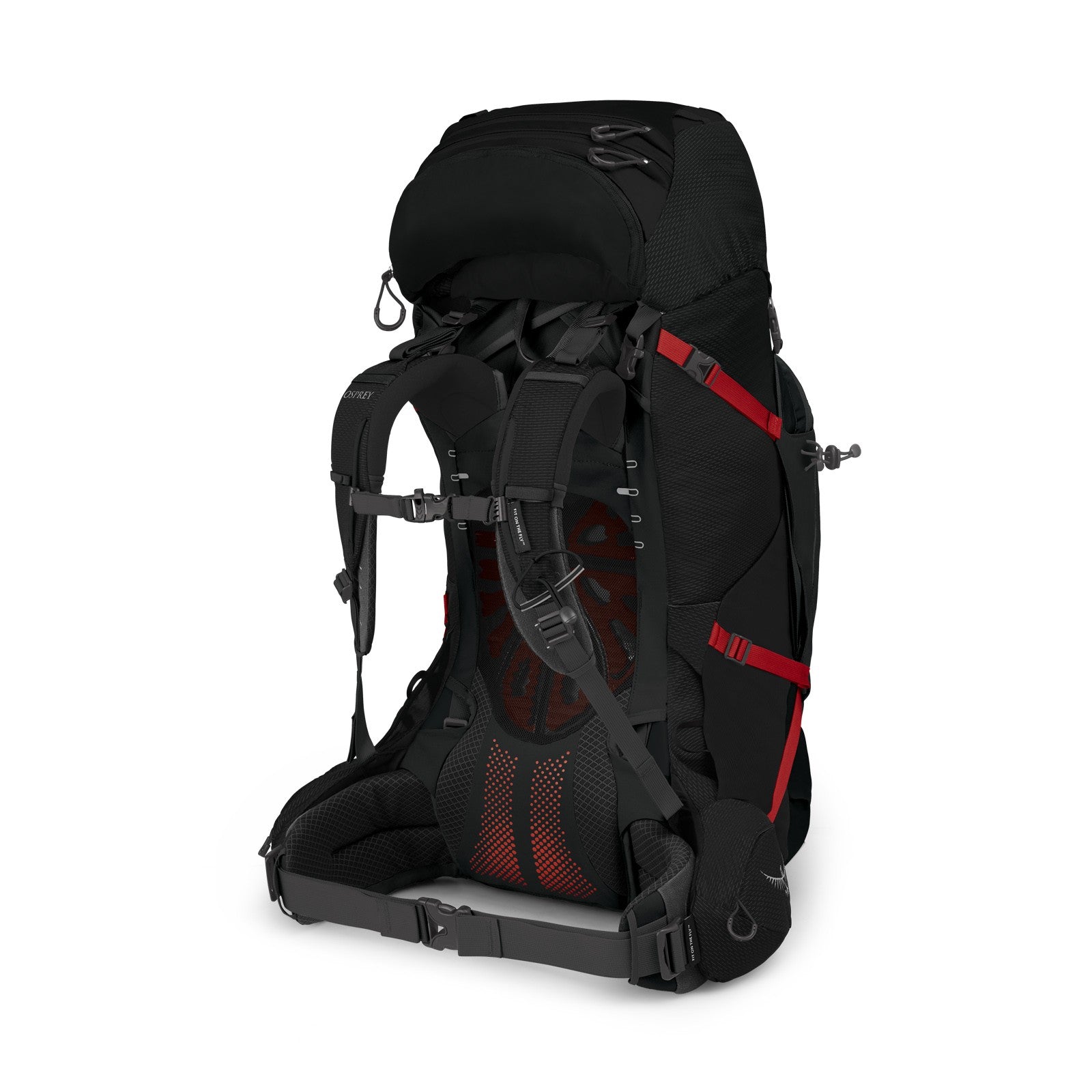 Osprey Aether Plus 70 Hiking Backpack 70L in Black — angle view 2