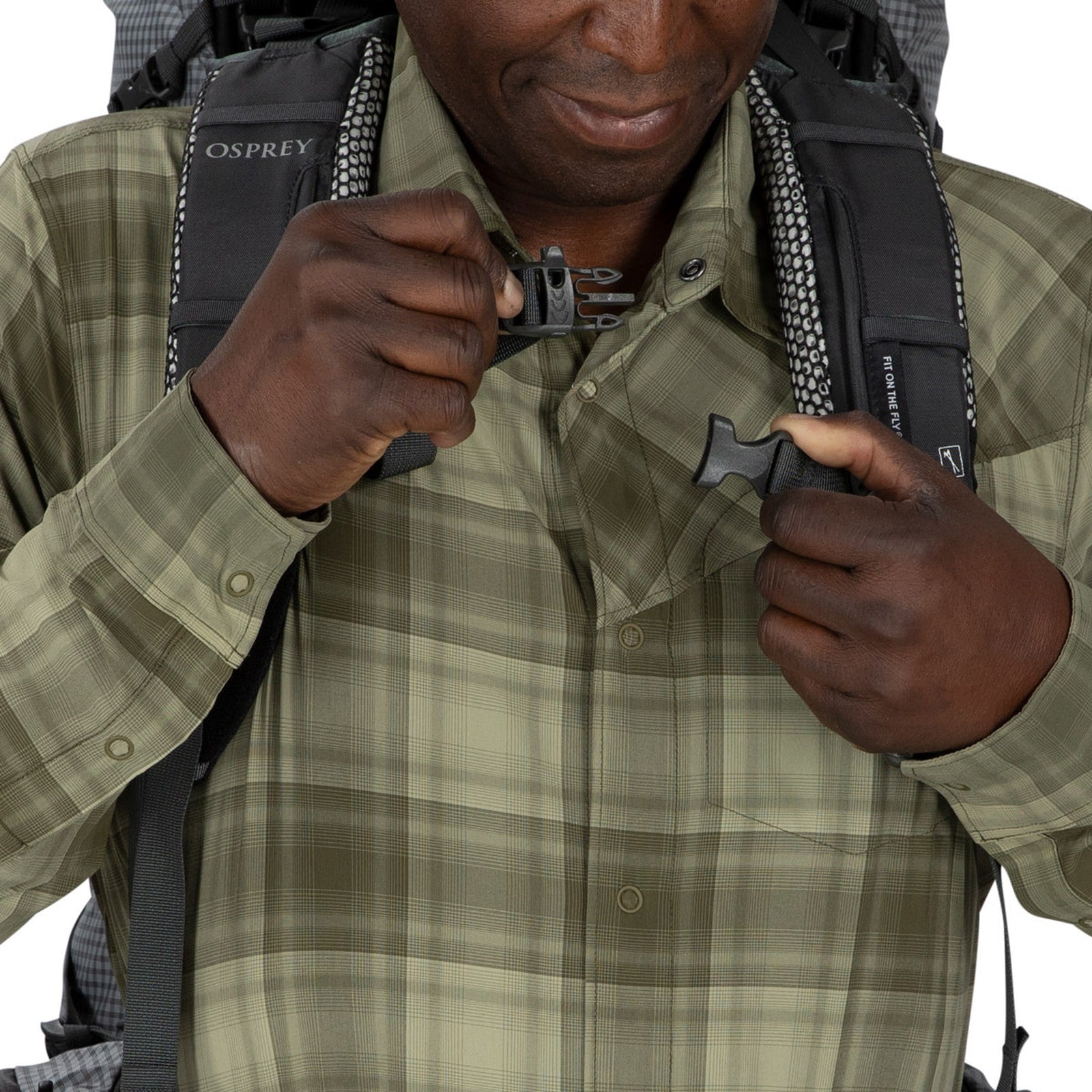 Osprey Aether Pro 75 Hiking Backpack 75L in Silver Lining — detail view