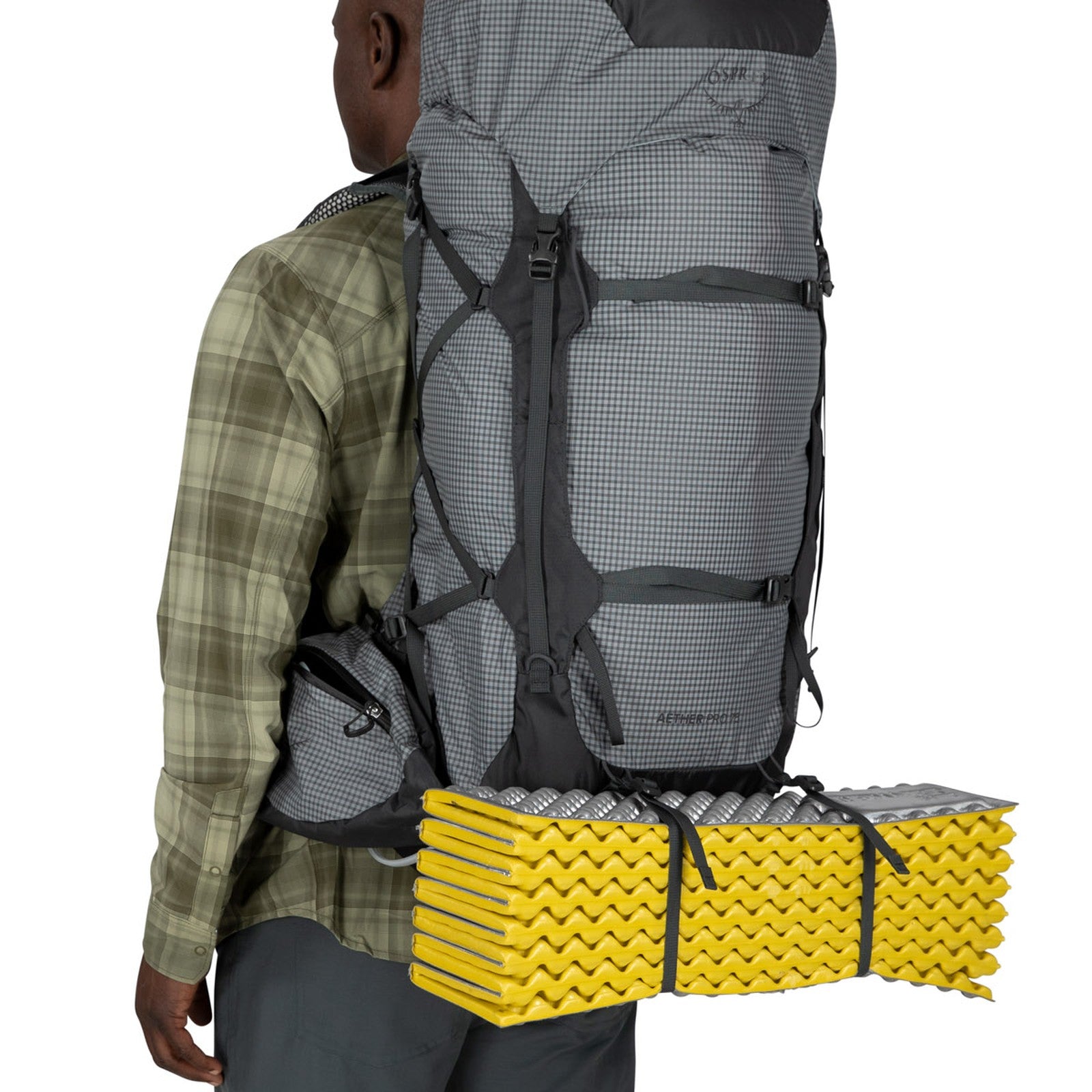 Osprey Aether Pro 75 Hiking Backpack 75L in Silver Lining — detail view 4