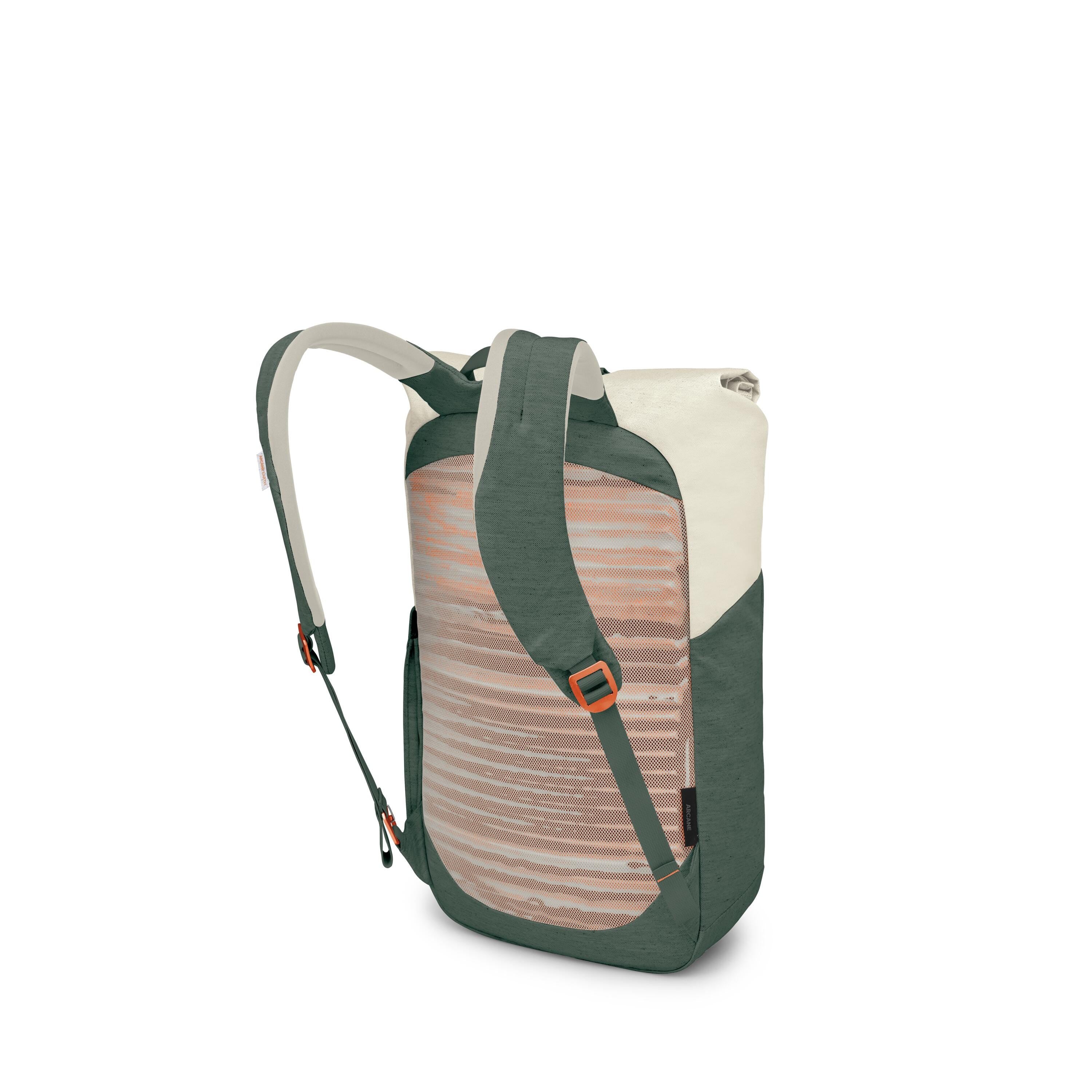 Osprey Arcane Earth Roll Top Backpack 24L in Moon Beige/Pine Leaf — back view