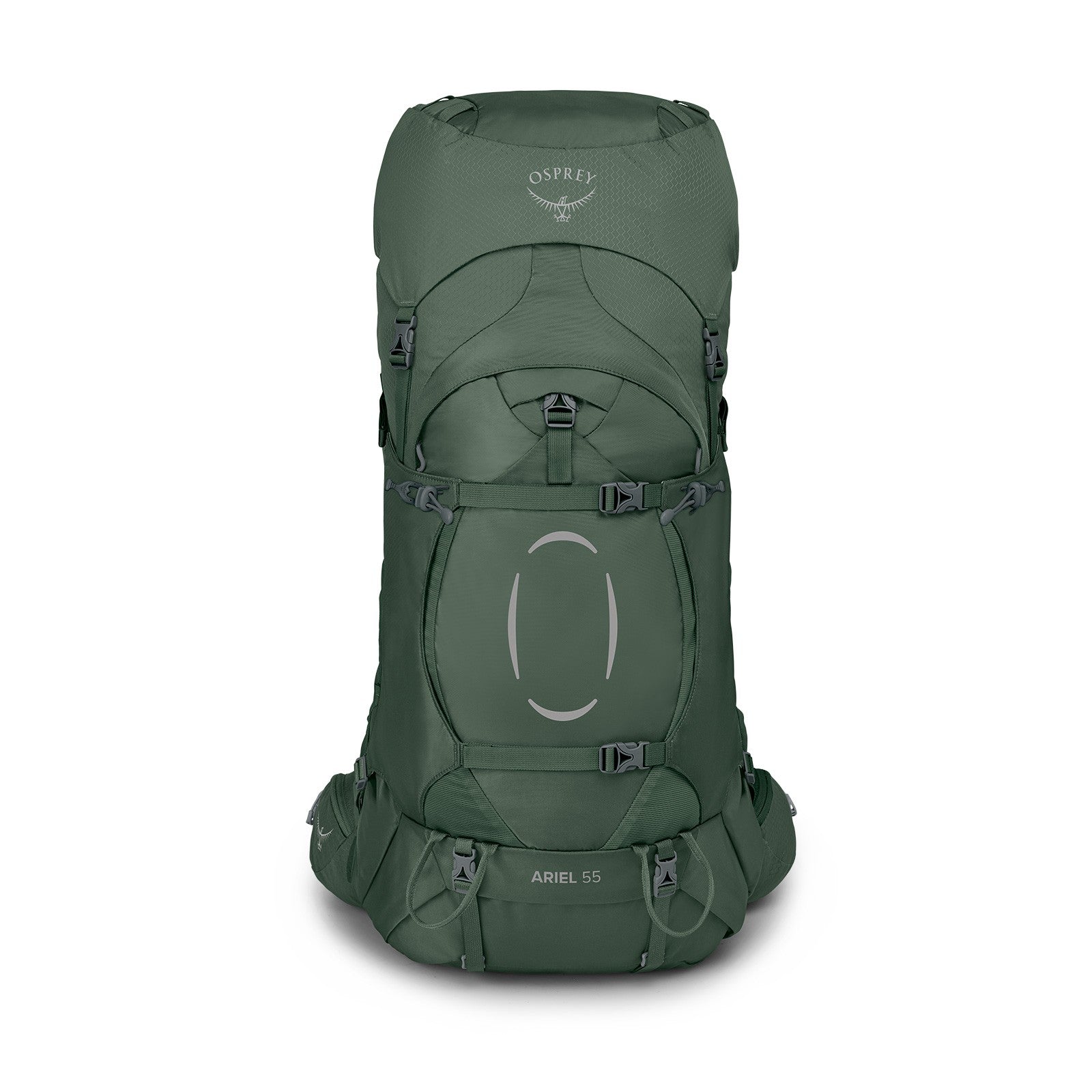 Osprey Ariel 55 Women's Hiking Backpack 55L in Koseret Green — angle view 3