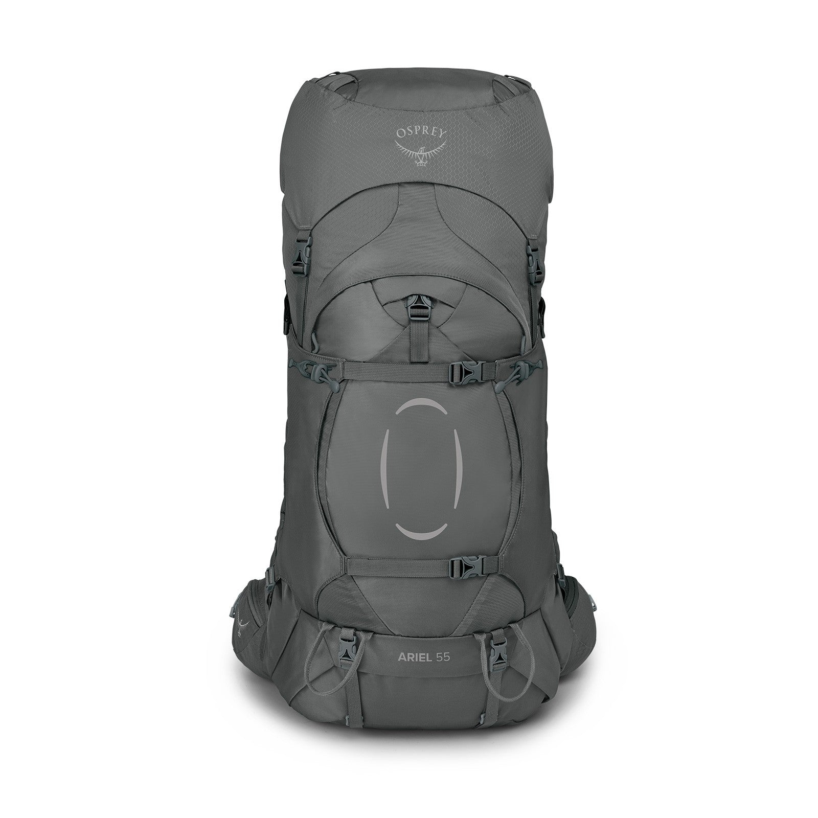 Osprey Ariel 55 Women's Hiking Backpack 55L in Medium Gray — angle view 3