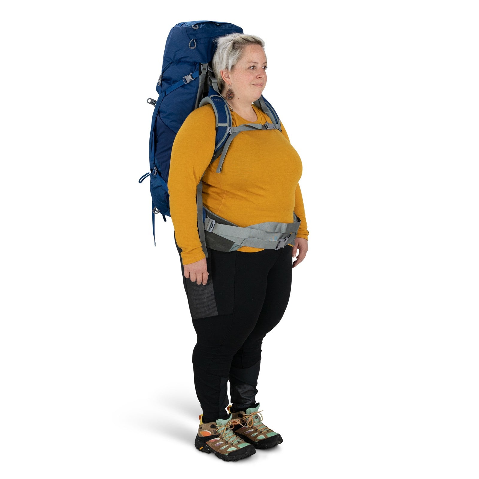 Osprey Ariel 65 Extended Fit Women's Hiking Backpack 65L in Ceramic Blue — lifestyle