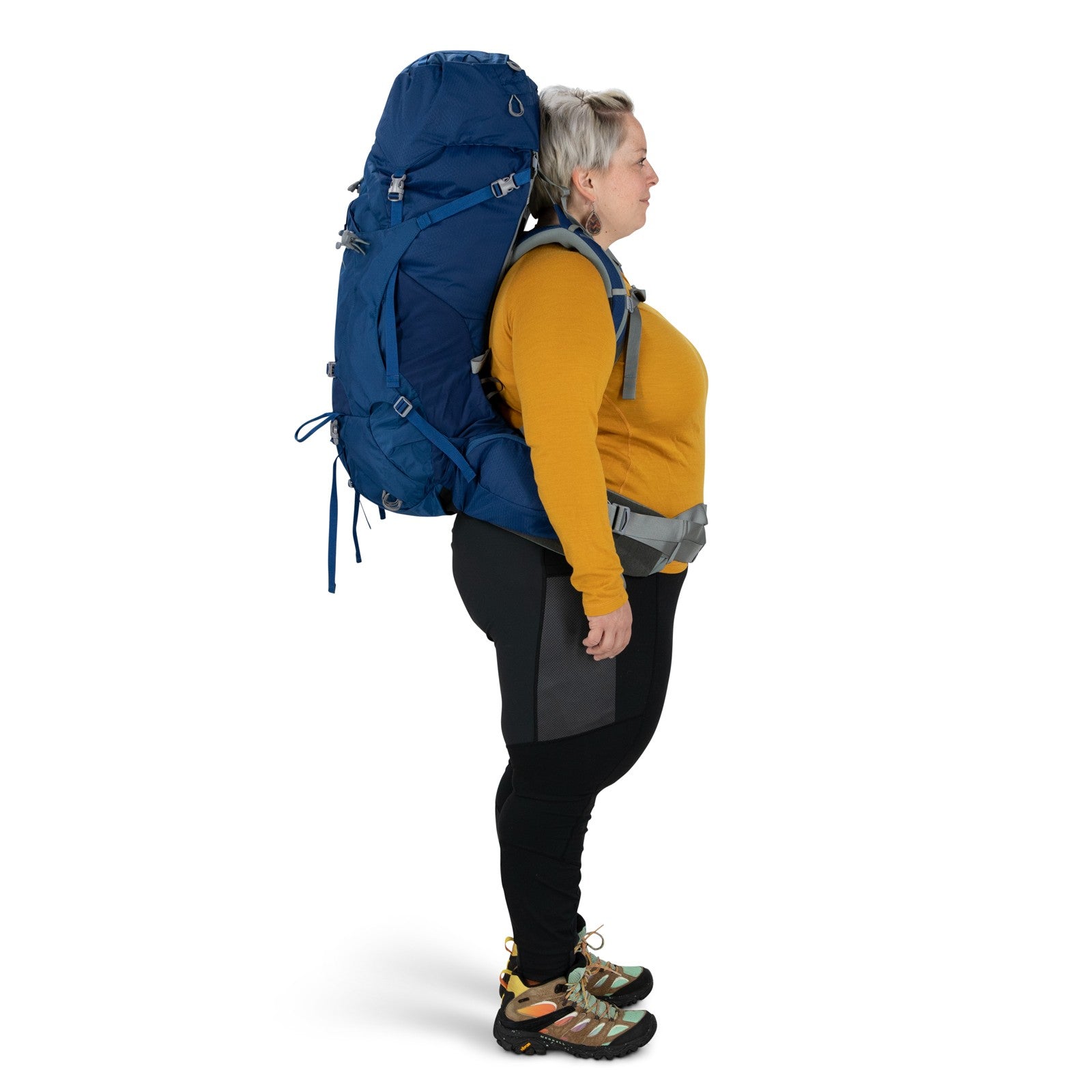 Osprey Ariel 65 Extended Fit Women's Hiking Backpack 65L in Ceramic Blue — lifestyle 2