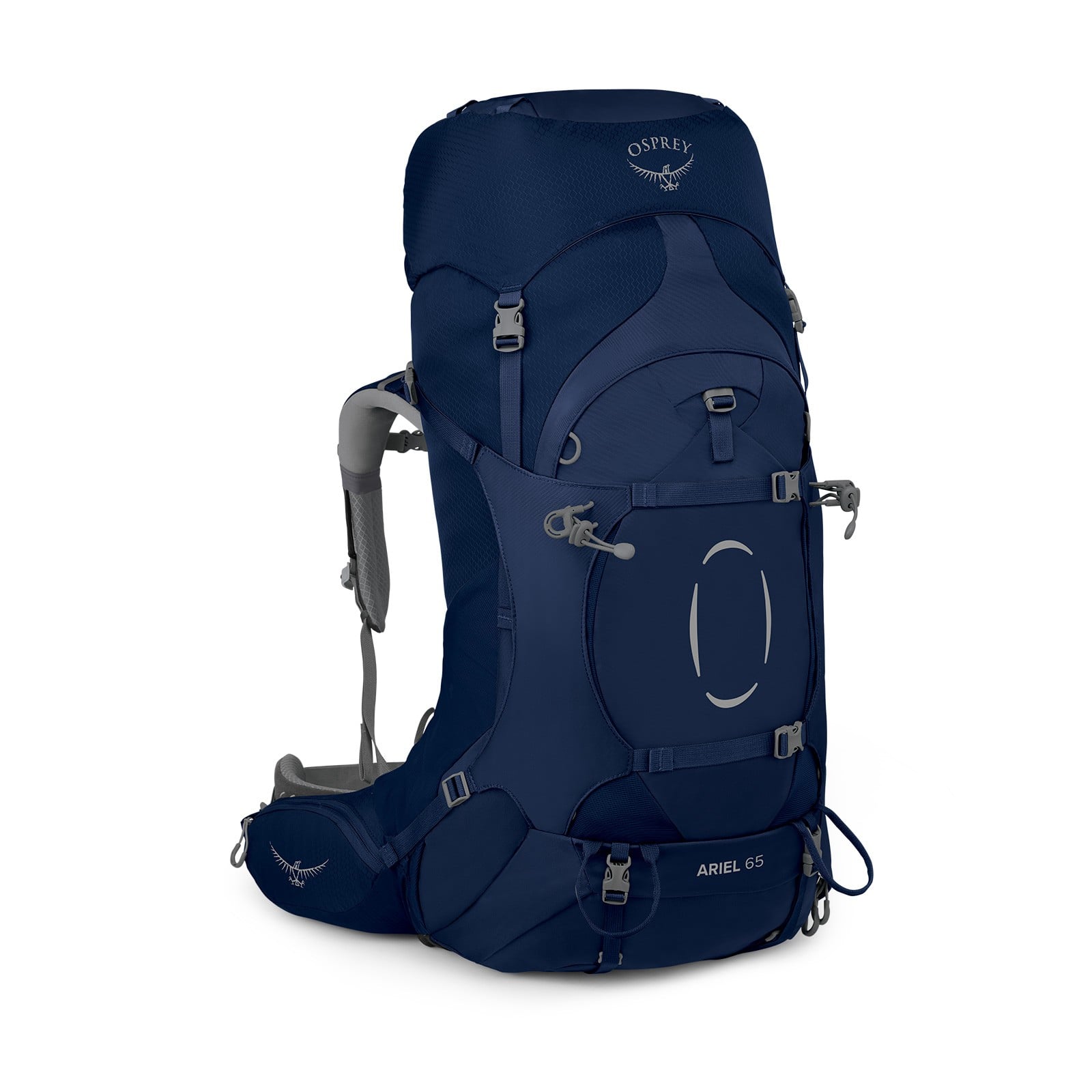 Osprey Ariel 65 Extended Fit Women's Hiking Backpack 65L in Ceramic Blue — front view