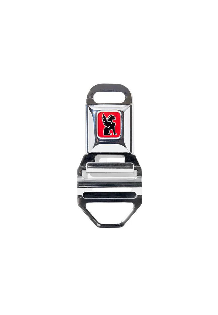 Chrome Industries Seatbelt Buckle (Large 2 inch) – silver finish with red logo