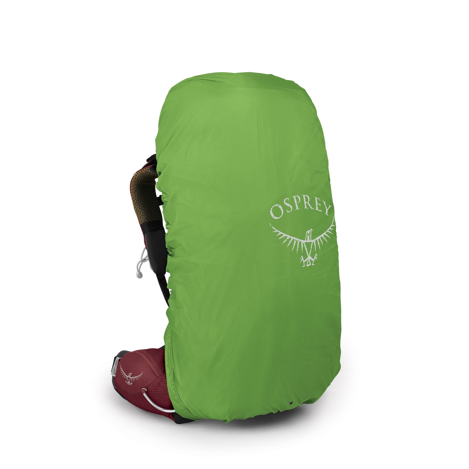 Osprey Aura AG 50 Backpacking Pack 50L in Berry Sorbet Red — angle view 2