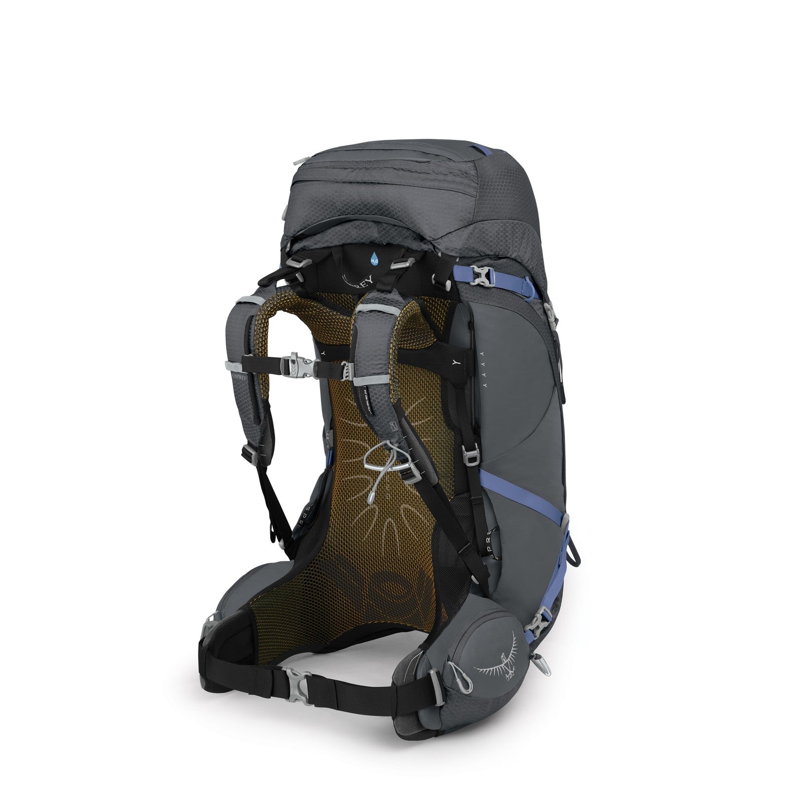 Osprey Aura AG 50 Backpacking Pack 50L in Tungsten Grey — back view