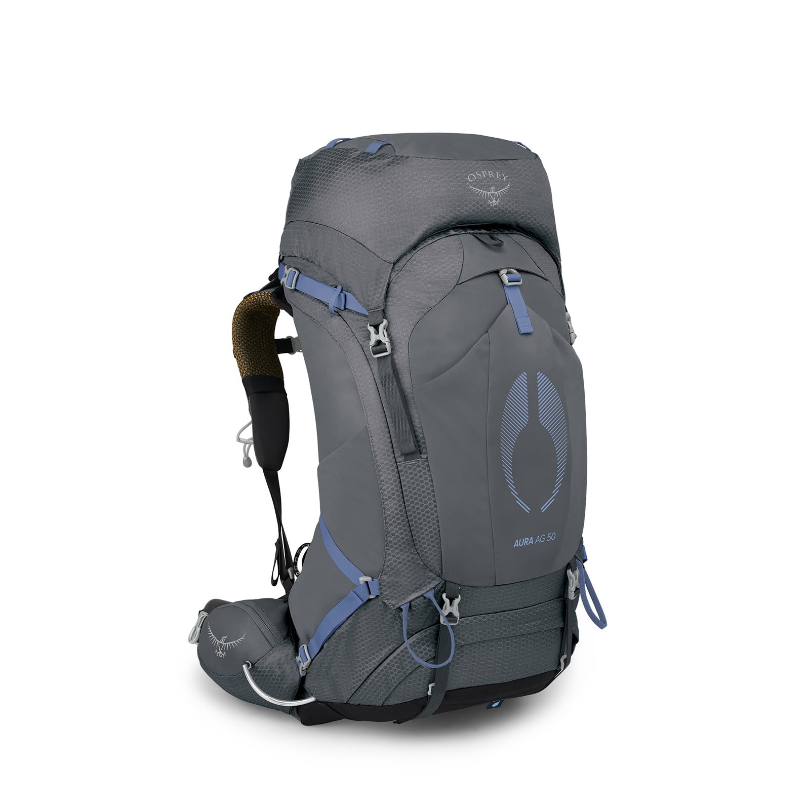 Osprey Aura AG 50 Backpacking Pack 50L in Tungsten Grey — front view