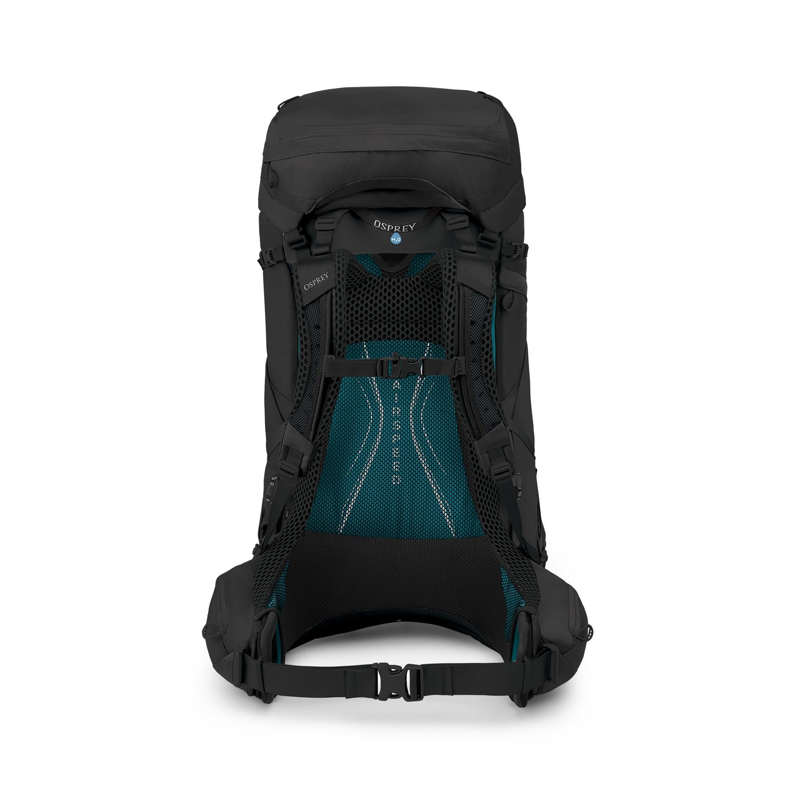 Osprey Aura AG LT 65 Backpacking Pack 65L in Black — back view