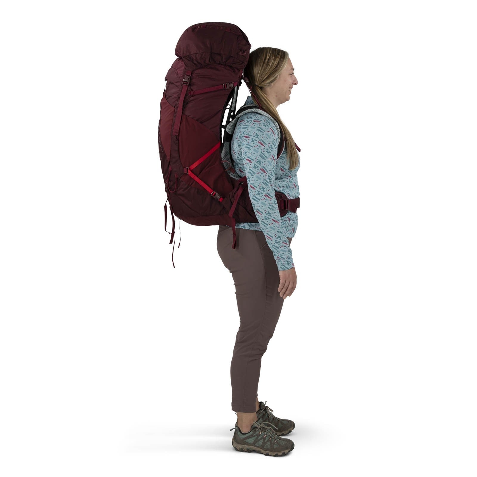 Osprey Aura AG LT 65 Backpacking Pack 65L in Antidote Purple — lifestyle 2