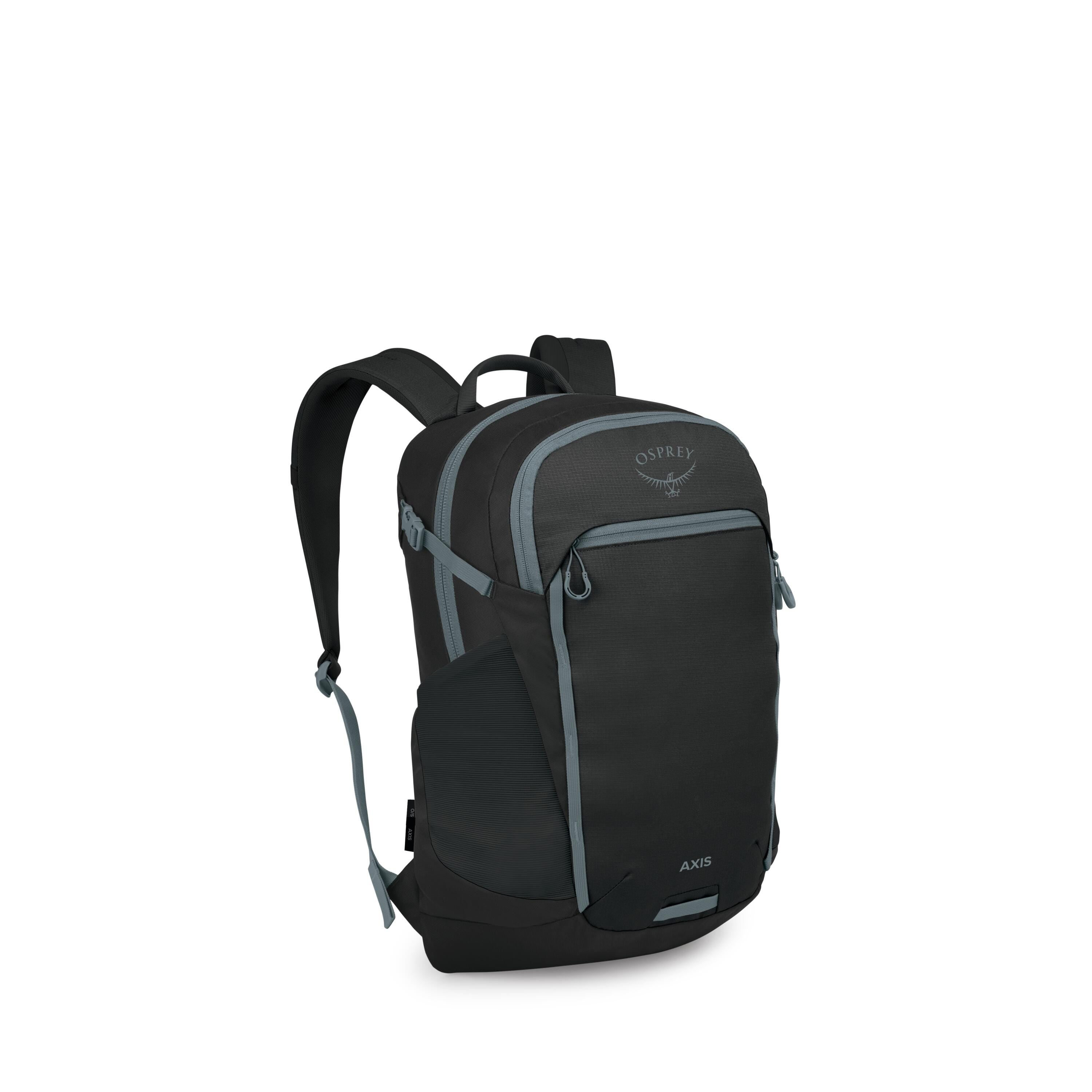 Osprey Axis Backpack 24L in Black-Shale Grey — front view # color_Black-Shale Grey