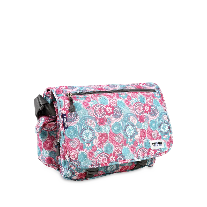 J World Terry Messenger Bag in Blue Raspberry — angle view 2 # color_Blue Raspberry