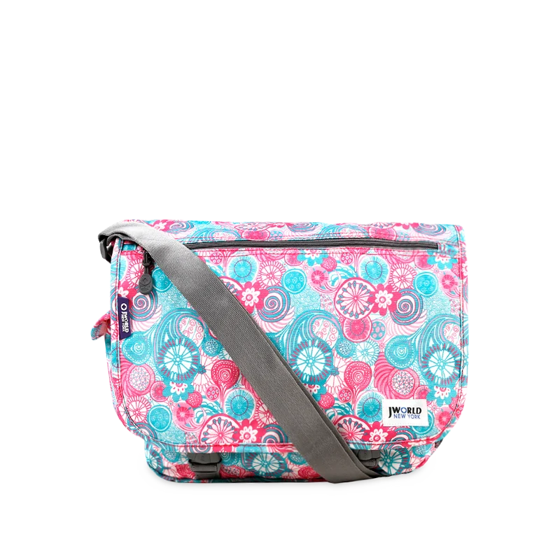 J World Terry Messenger Bag in Blue Raspberry — front view # color_Blue Raspberry