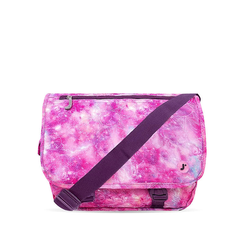 J World Terry Messenger Bag in Purple Galaxy — front view # color_Purple Galaxy
