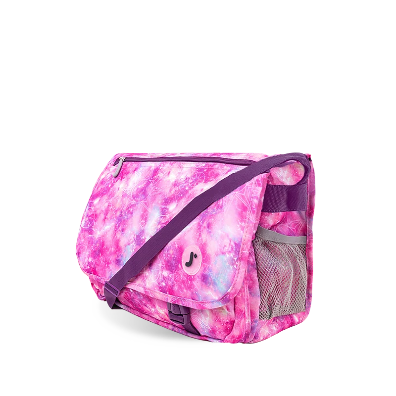 J World Terry Messenger Bag in Purple Galaxy — detail view # color_Purple Galaxy