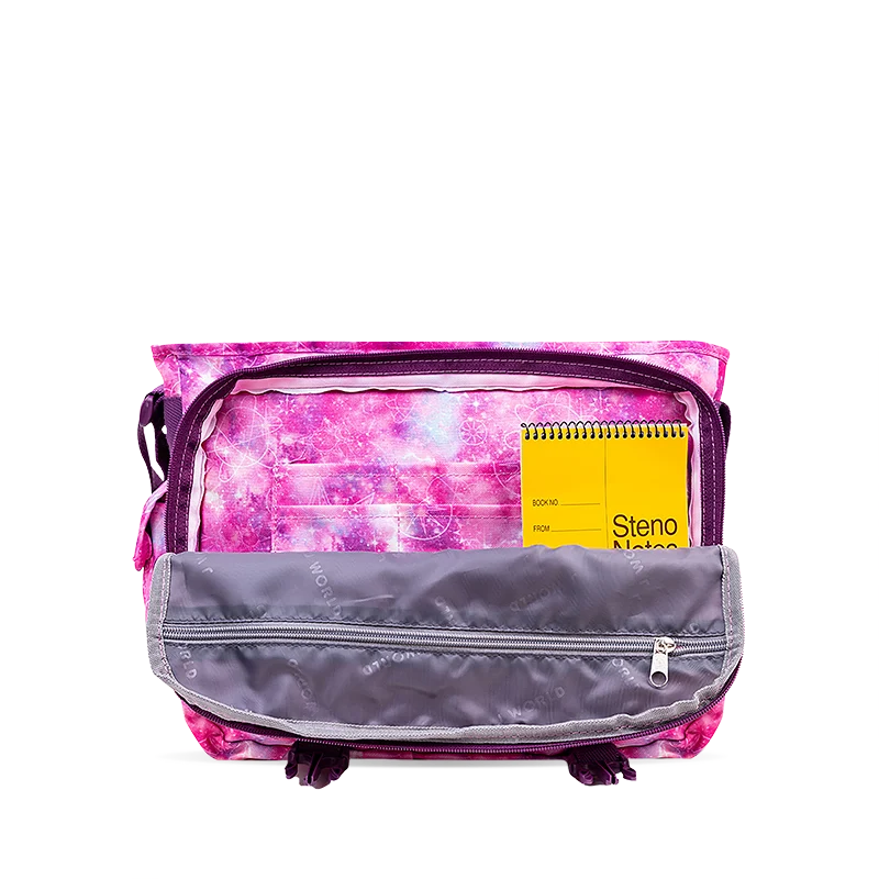 J World Terry Messenger Bag in Purple Galaxy — detail view 3 # color_Purple Galaxy