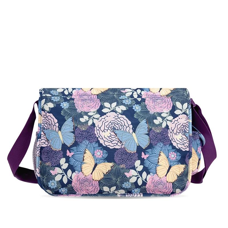 J World Terry Messenger Bag in Secret Garden — back view # color_Secret Garden