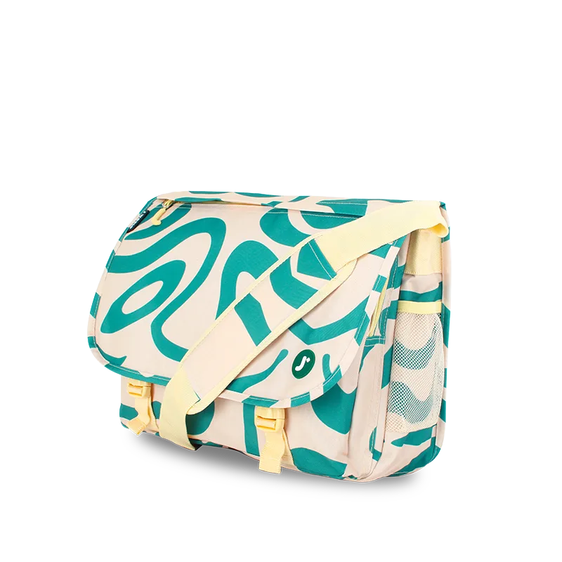 J World Thomas Laptop Messenger Bag in Green Swirl — angle view 2 # color_Green Swirl