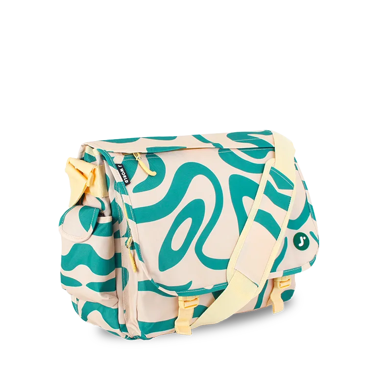 J World Thomas Laptop Messenger Bag in Green Swirl — angle view 3 # color_Green Swirl