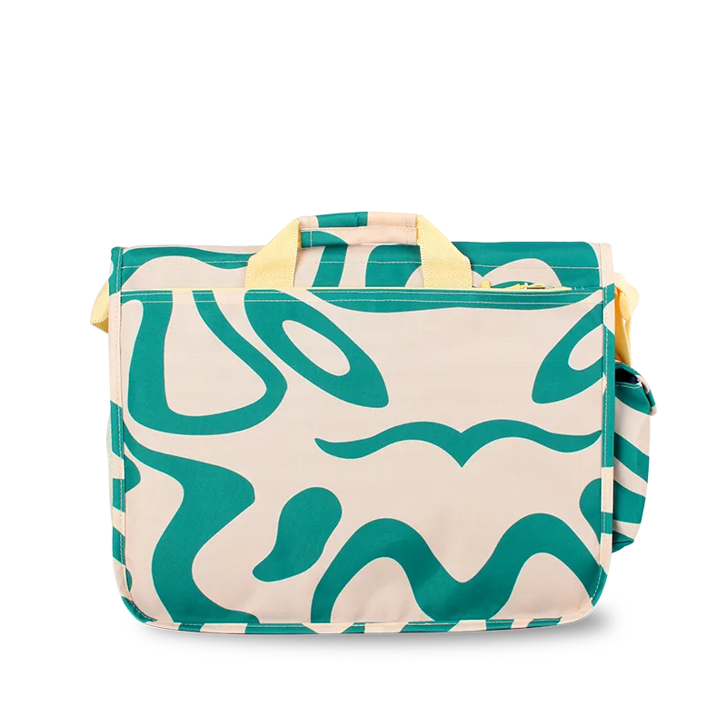 J World Thomas Laptop Messenger Bag in Green Swirl — back view # color_Green Swirl