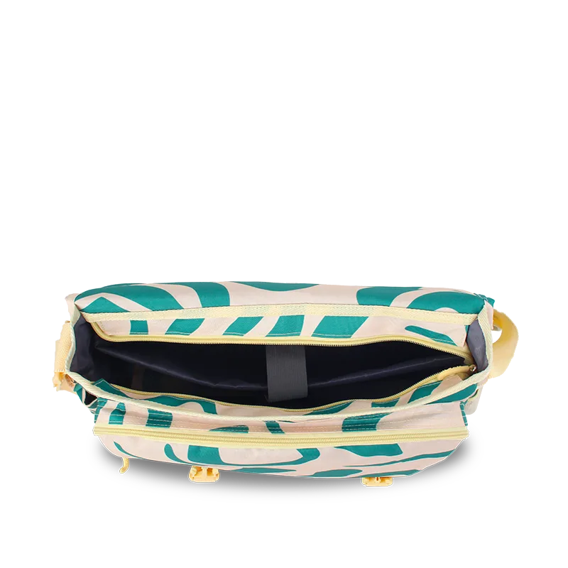 J World Thomas Laptop Messenger Bag in Green Swirl — interior view # color_Green Swirl