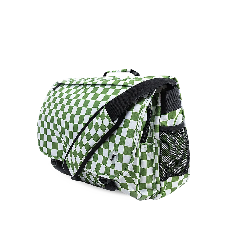 J World Thomas Laptop Messenger Bag in Matcha Checkers — detail view # color_Matcha Checkers