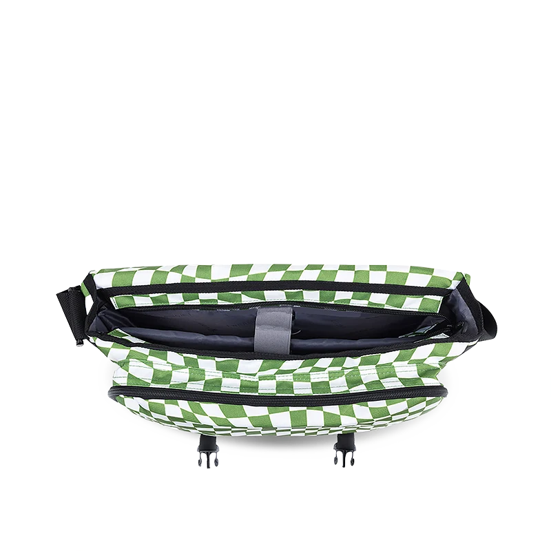 J World Thomas Laptop Messenger Bag in Matcha Checkers — interior view # color_Matcha Checkers