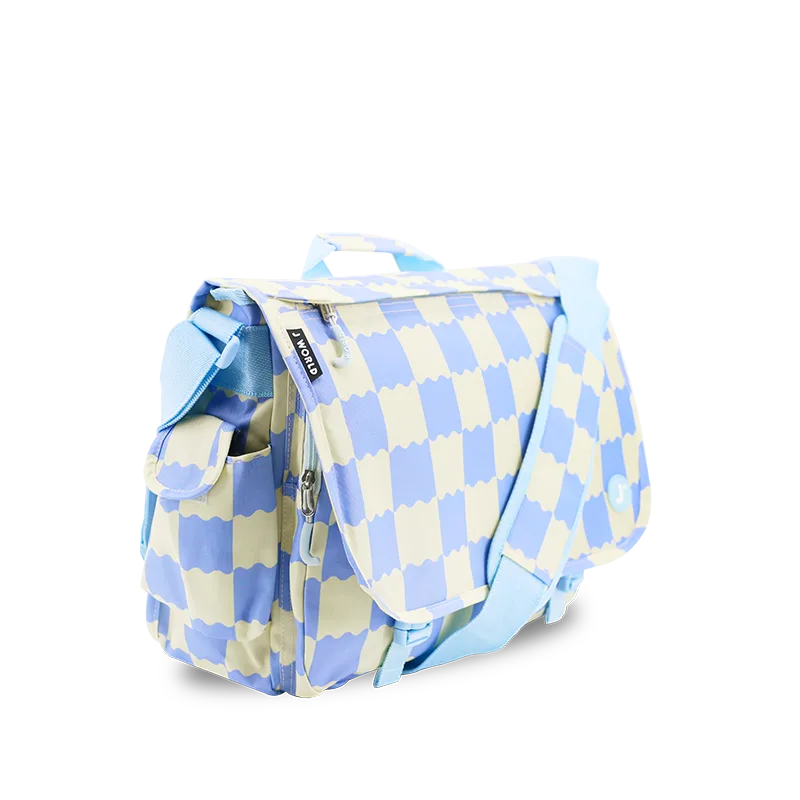 J World Thomas Laptop Messenger Bag in Wiggle Blue — angle view 3 # color_Wiggle Blue