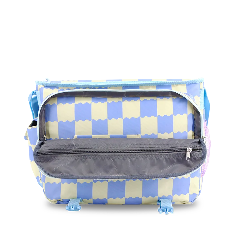 J World Thomas Laptop Messenger Bag in Wiggle Blue — detail view # color_Wiggle Blue