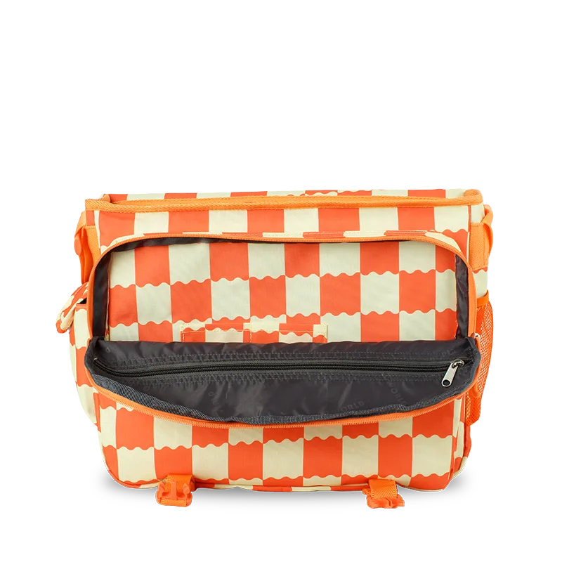 J World Thomas Laptop Messenger Bag in Wiggle Coral — detail view # color_Wiggle Coral