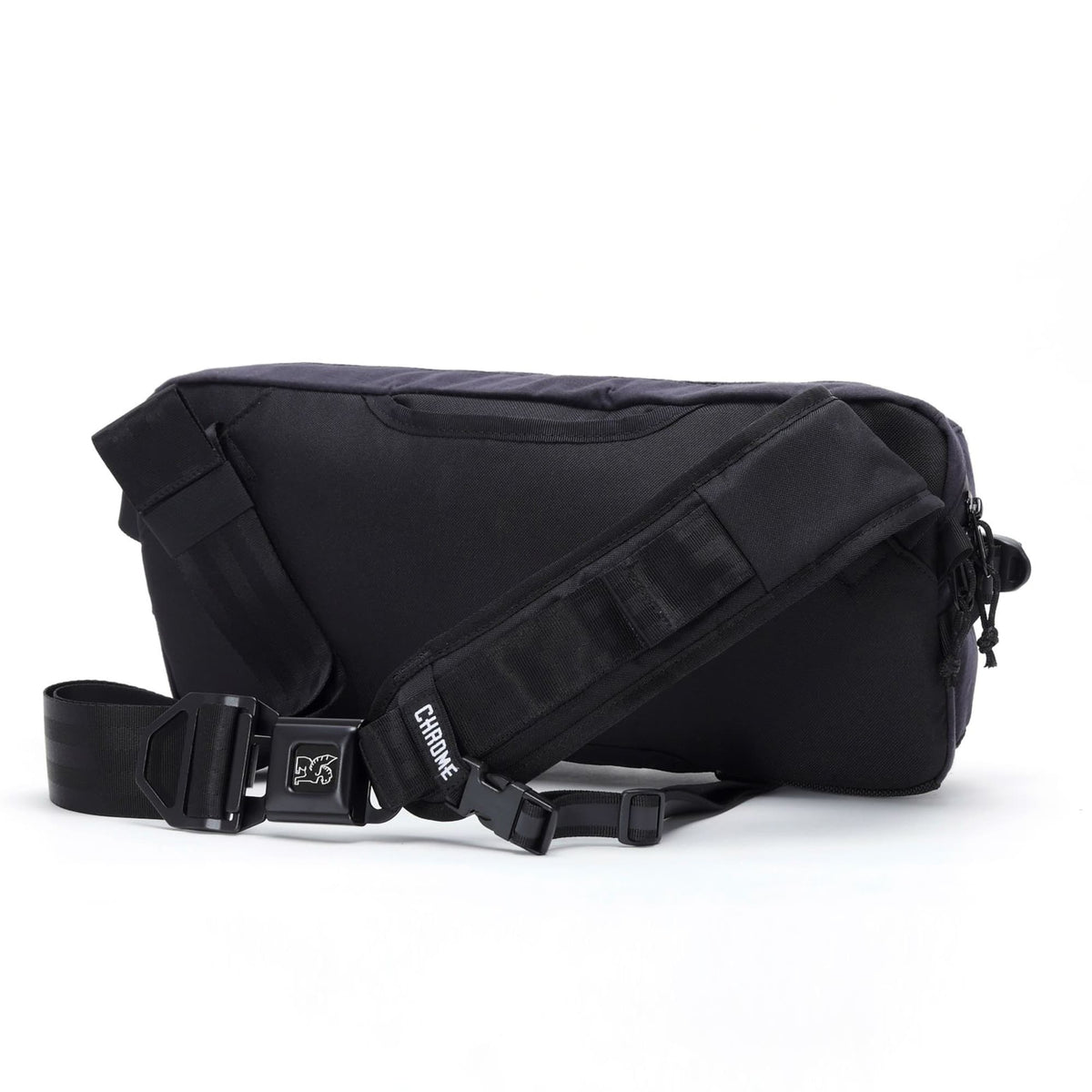 Chrome Industries Kadet Sling Bag 9L in Black Canvas Leather — back view