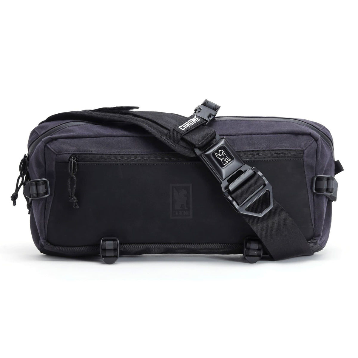 Chrome Industries Kadet Sling Bag 9L in Black Canvas Leather — angle view 2